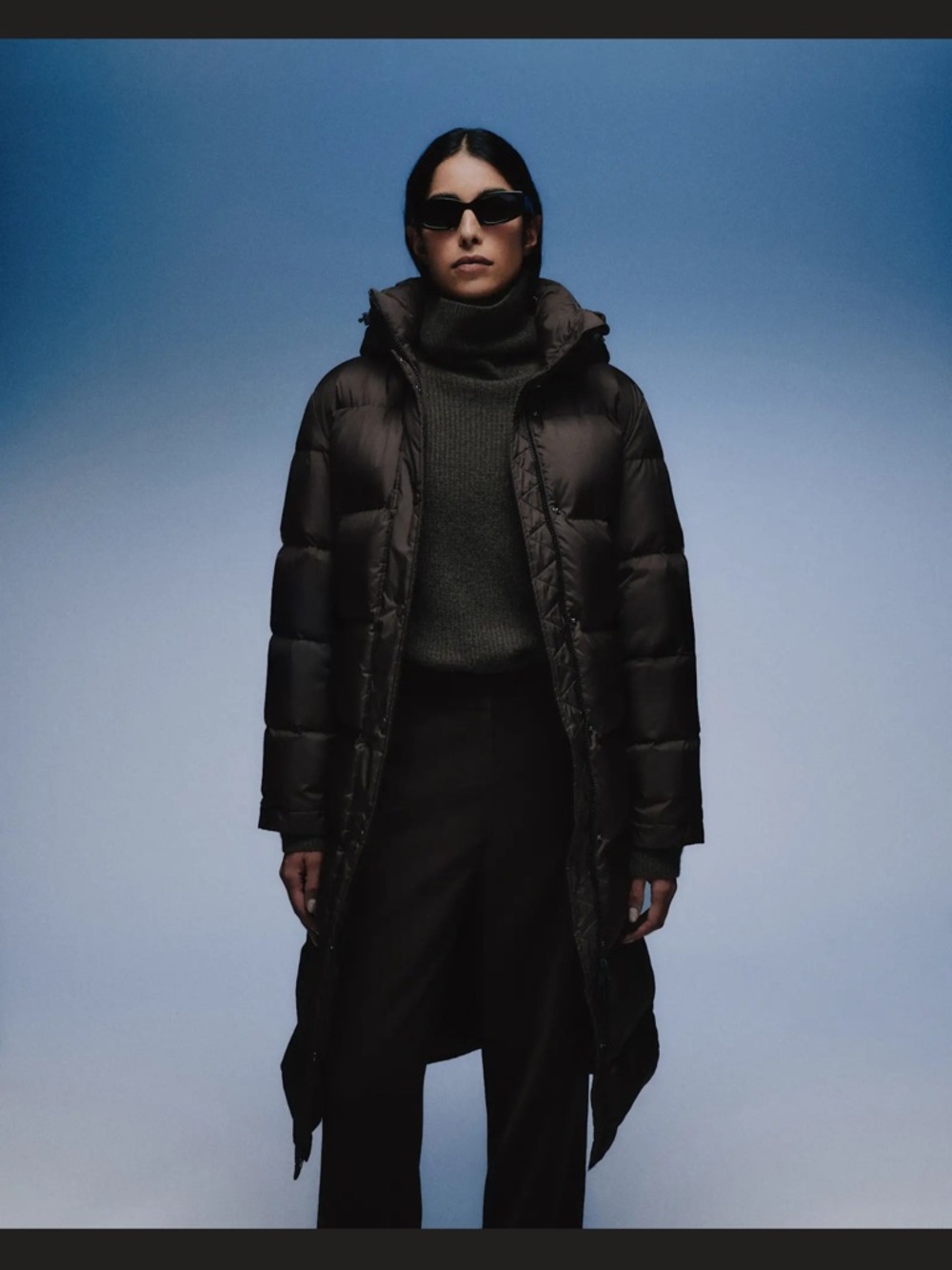 Quince Still in bag - Brown Quilted Puffer Coat with Hood -  Long Winter Jacket - Picture 2 of 9